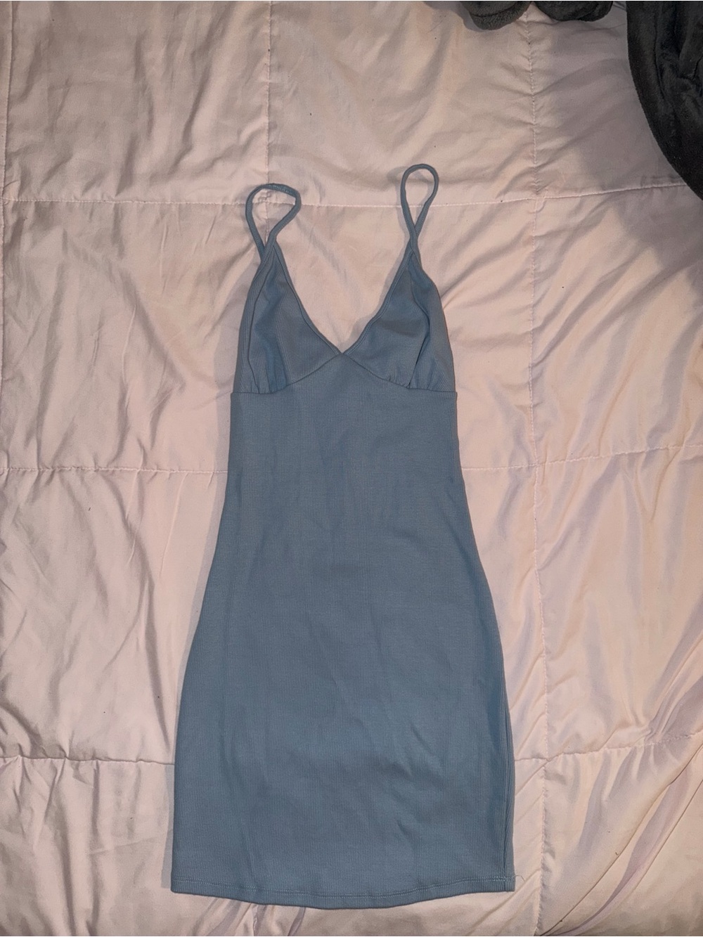Garage Dusty Blue Slip Dress with Thin Straps